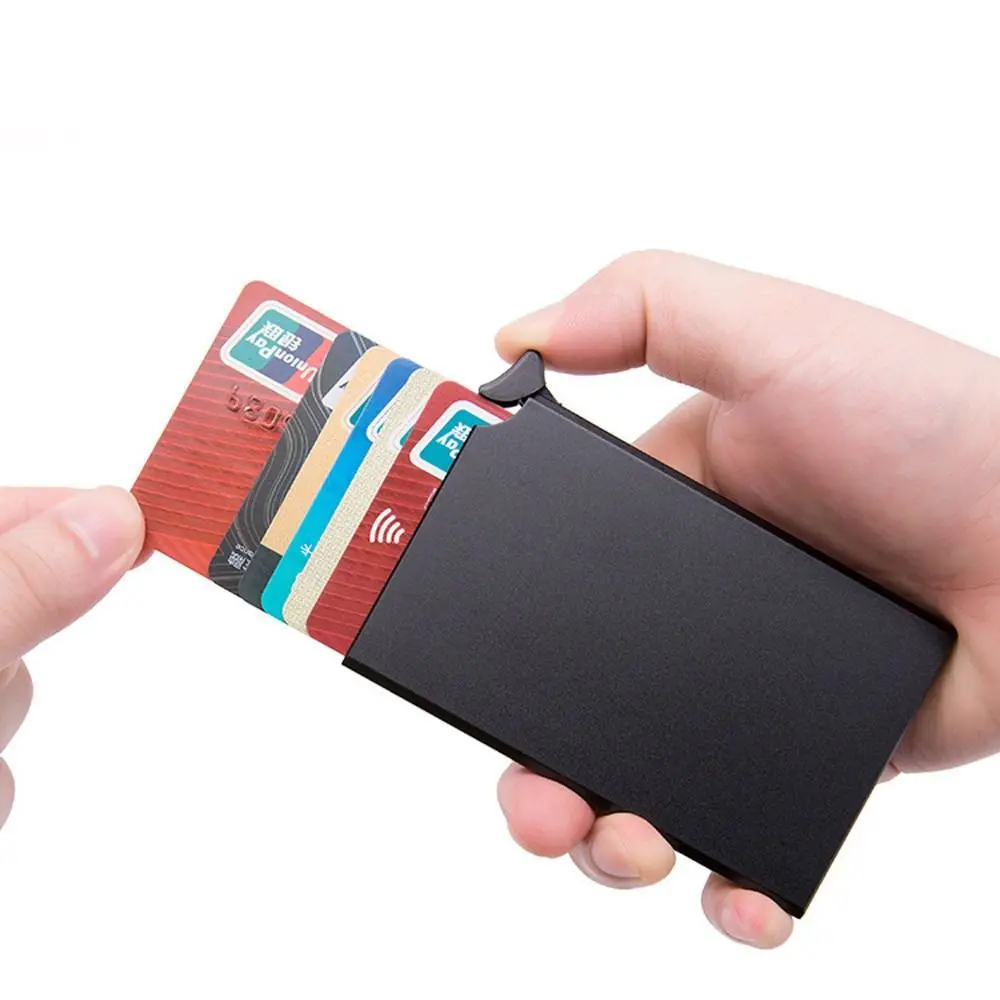 Portable Aluminum Alloy Credit Card Holder Pop Up Automatic RFID Card Case Anti-theft Wallet ID Card Protector Purse Men&Women