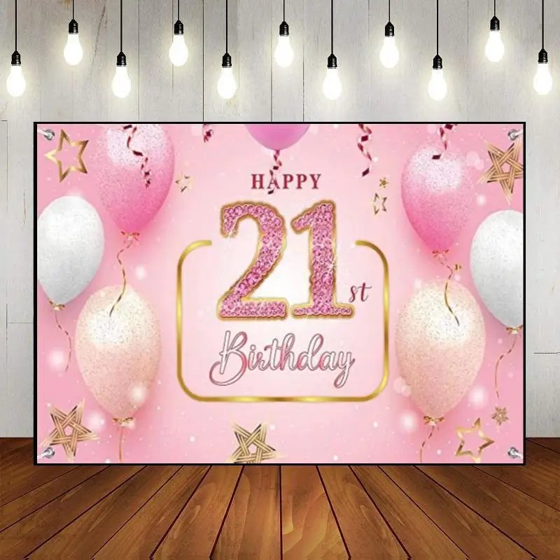 

Man Woman Party Backdrop Wall Background Golden Custom Prince Princess Banner Balloon Photography The Breath of Youth 21year