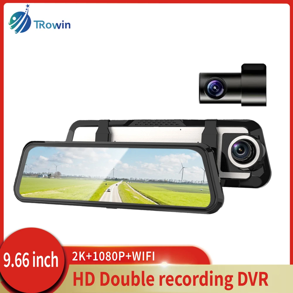 10Inch Dual lens 2k Dash Cam WiFi APP Connection  Mirror DVR Auto Car Camera Night Vision GSensor Registrar Black box