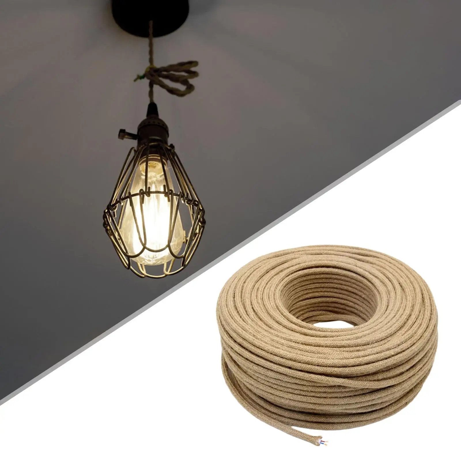 Fabric Electrical Cord 2x0.75mm Rope Wire Lamp Cord for Flool Light Pendant Light Kits Industrial Retro DIY Projects Table Lamp