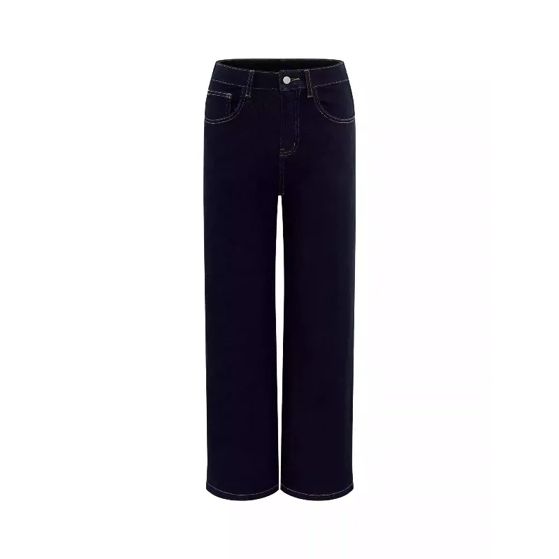 Fleece gevoerde jeans met hoge taille voor dames Gewassen denim Rechte flare-broek Warme stretchbroek voor herfst-winter casual outfit