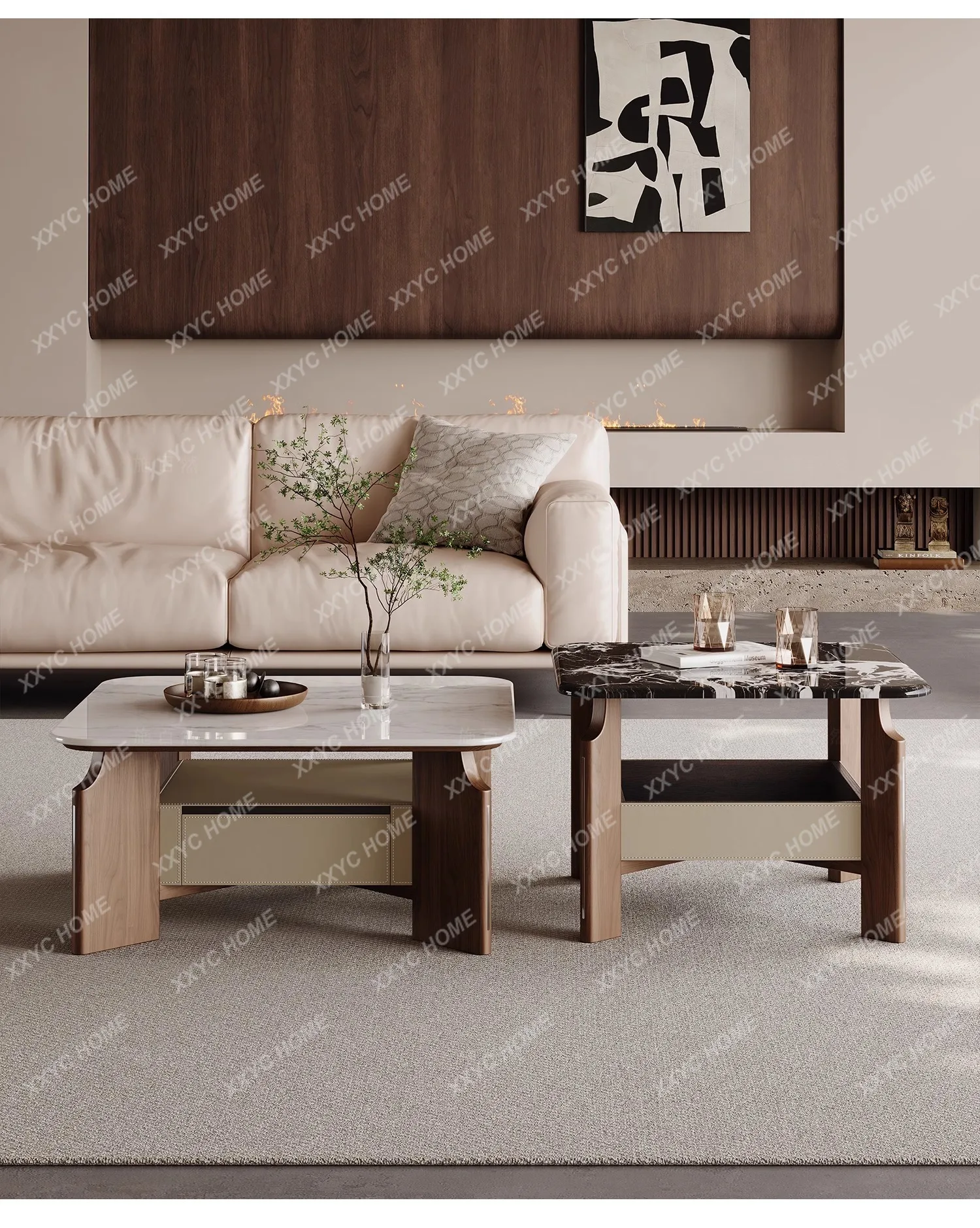 

WWminimalist microcrystalline stone combination coffee table living room household small apartment