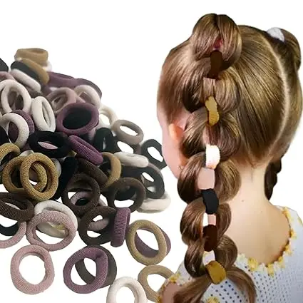 

100 PCS Toddler Baby Hair Ties Bands Soft No Damage Cotton Hair Ponytail Holders for Kids Teens Small Seamless Elastics Stretchy