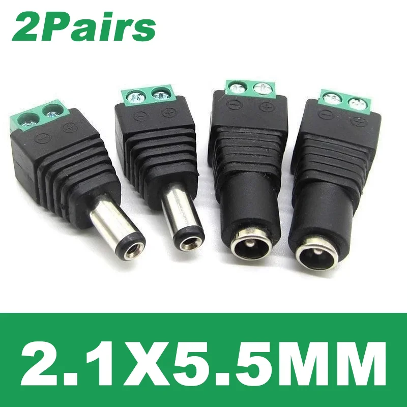 4 stücke Männlich Weiblich Jack Buchse Barrel 2,1mm * 5,5mm DC Stecker Adapter 2,5mm 12V DC Power Stecker Stecker