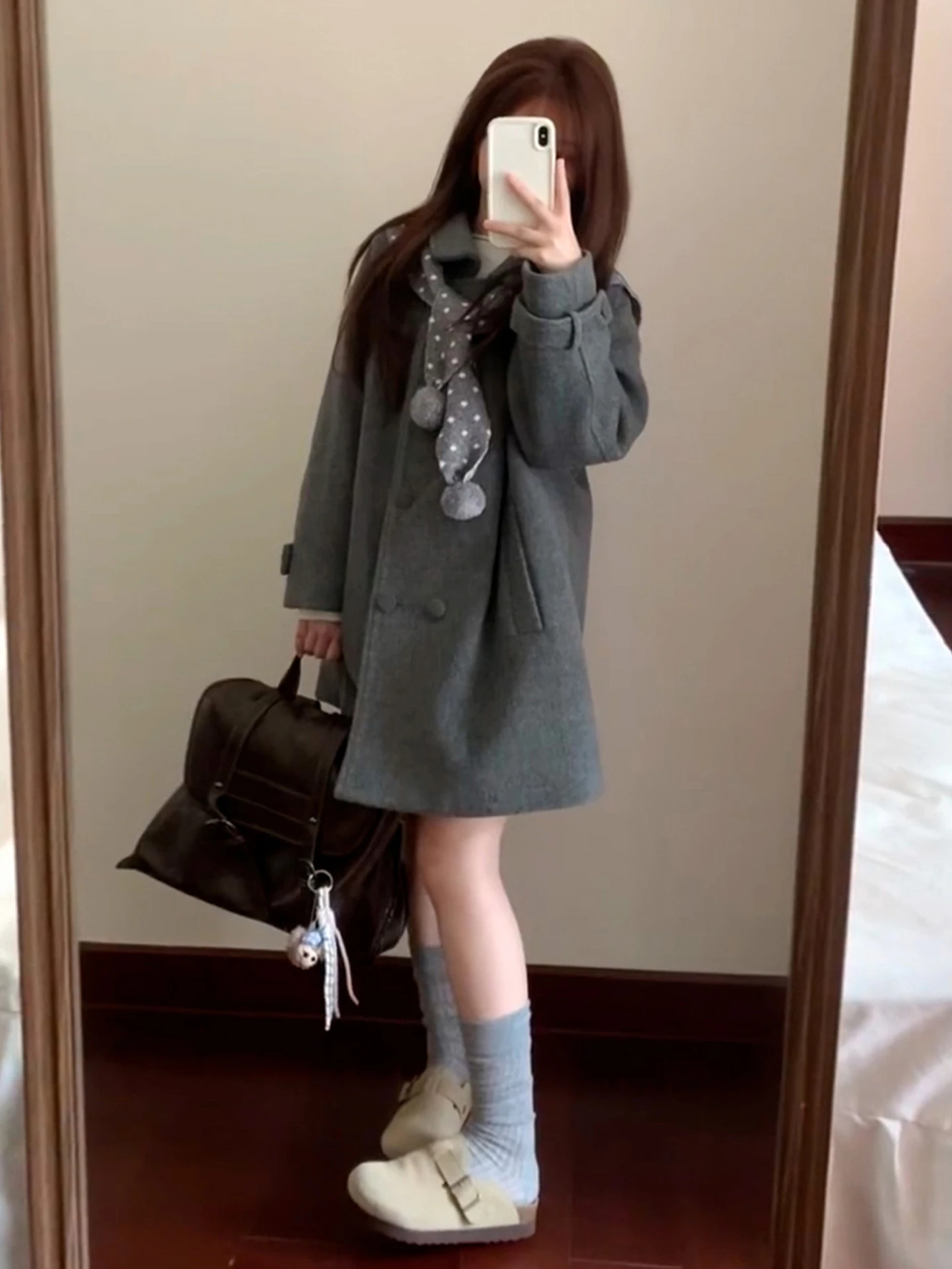 

ay Mid-Length Thiened Woolen Coat Women's Autumn Winter New Sle Small Size Beautiful Large Coat Sweet Sle Loose Fit