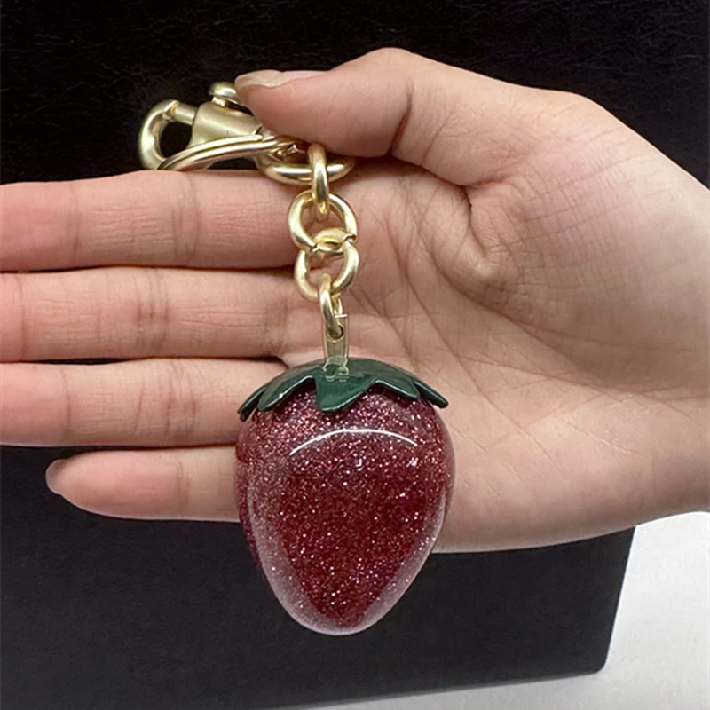 Red Crystal Strawberry Keychain for Coach Bag