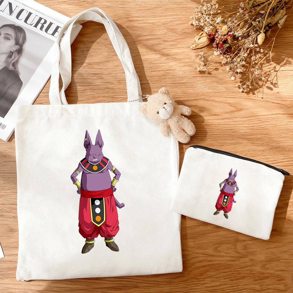 

kawaii 3pcs/set Dragon Ball Majin Buu canvas bag large capacity Personality Anime figure Printing shoulder bag thicken student