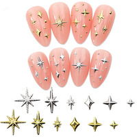 100pcs Random Mix Nail Rivet Studs Gold/Silver Stars Light Nail Art Charms Asterism Starlight Accessories Manicure Supplies