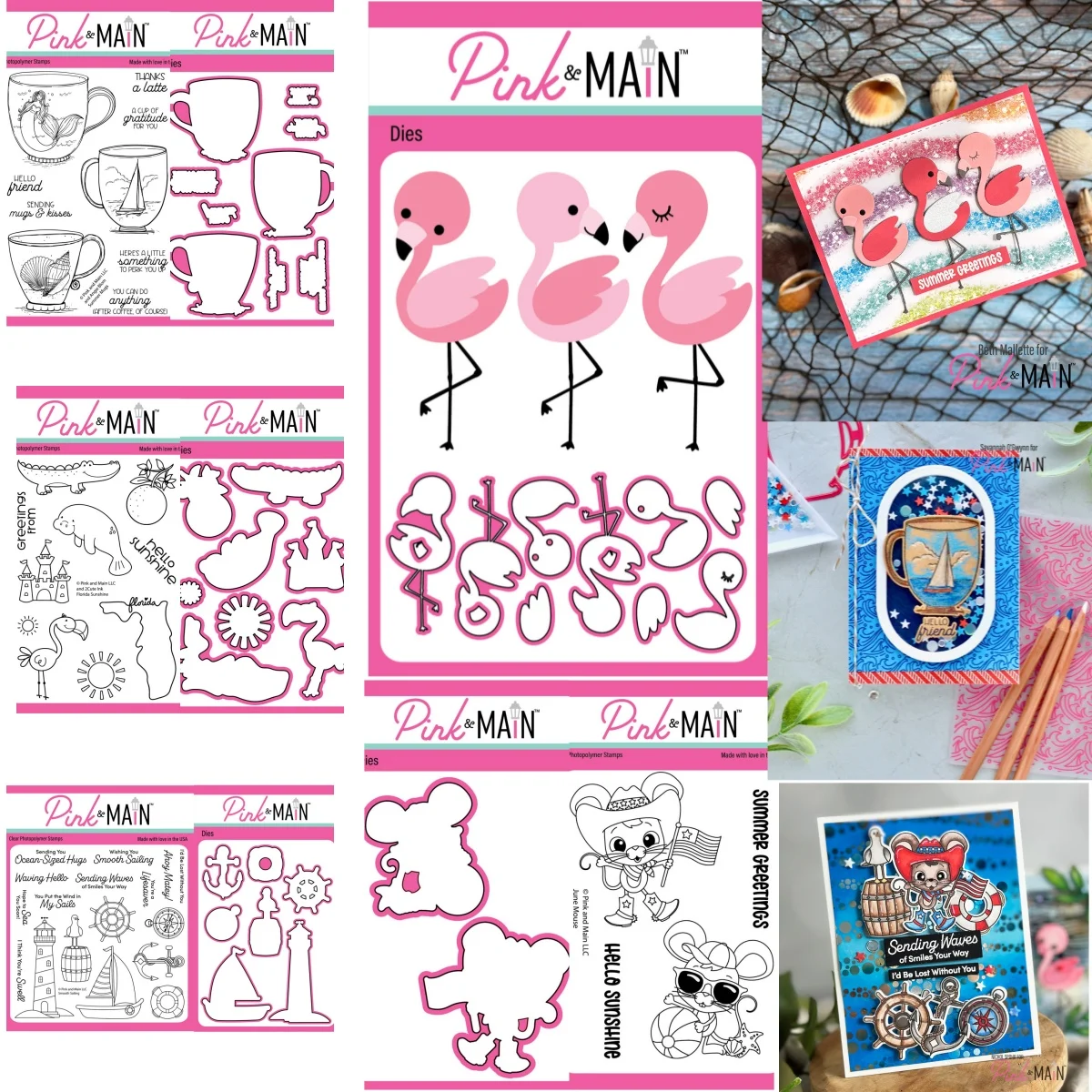 2025 Summer Flamingos Mugs Mouse New Metal Cutting Die Clear Stamps DIY Making Gift Card Scrapbook Craft Template Decoration