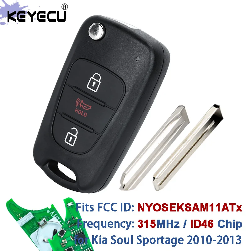 

KEYECU NYOSEKSAM11ATx 315 МГц ID46 чип 95430-2K250 откидной складной дистанционный брелок для Kia Soul Sportage 2010 2011 2012 2013