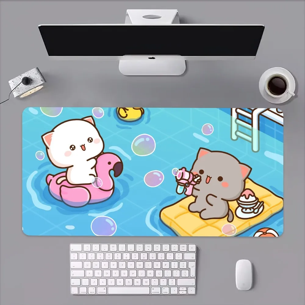 Mochi Peach Goma Cat Mouse Pad Computer Laptop Gaming Office Wrist Guard Non Slip Keyboard Pad