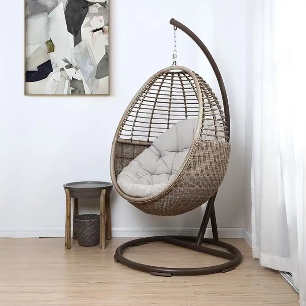 

Modern Outdoor Garden Egg Chair Soft Wicker Patio Swings Hanging Rattan Swing Chair Stylish Hammocks for Patio or Yard