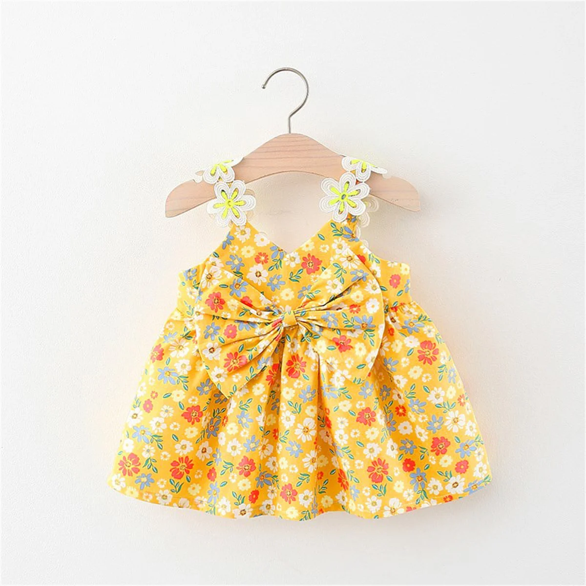 Girl Baby Sweet Summer Dress Baby Flower Strap Printed Cotton Bow Beach Dress Children'S Cute Soft Clothes