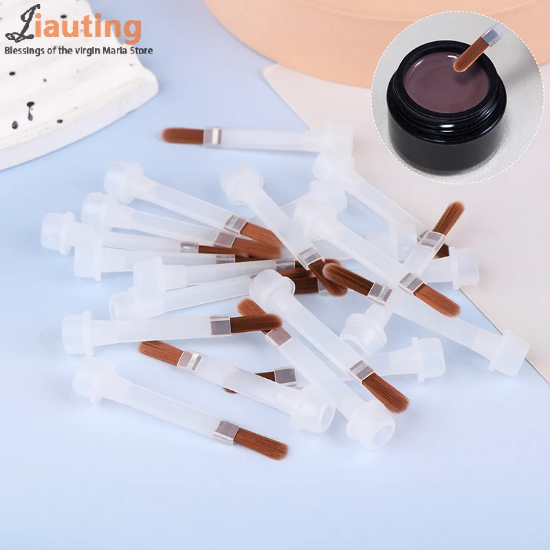 5/10/20Pcs Disposable Nail Polish Brush For 15ml Nail Polish Bottle Replacement Brush Brown Hair Nail Art Brush Applicators