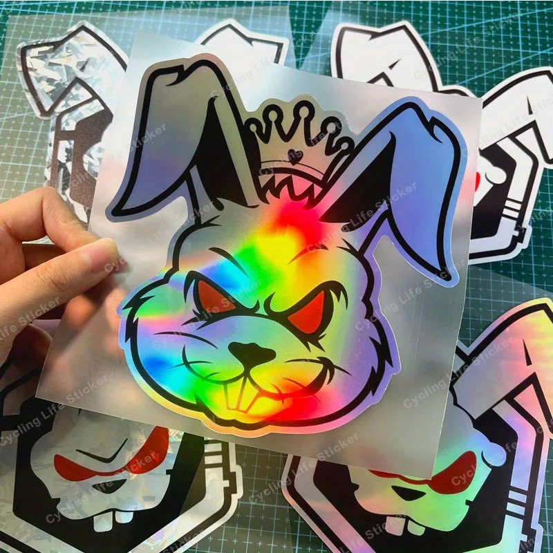 "الشر الأحمر العين الأرنب دراجة نارية ملصق مقاوم للماء الليزر ملصق لخزان الجانب لوحة الجسم لتقوم بها بنفسك غطاء الصفر" #1