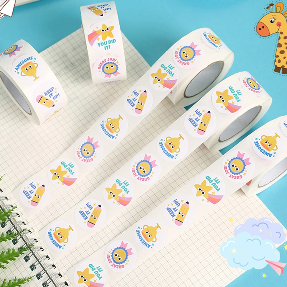 50-500pcs 1inch Round Cartoon Toys Animal stickers for kids Teacher Reward Encourage Sticker Office Seal label Animal label