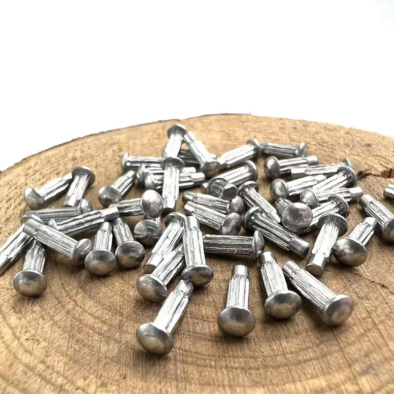 

200pc M2 M2.5 M3 M4 GB827 Aluminum Button Round Head Knurled Shank Solid Rivet for Label Name Plate Diameter 2-4mm length 3-10mm