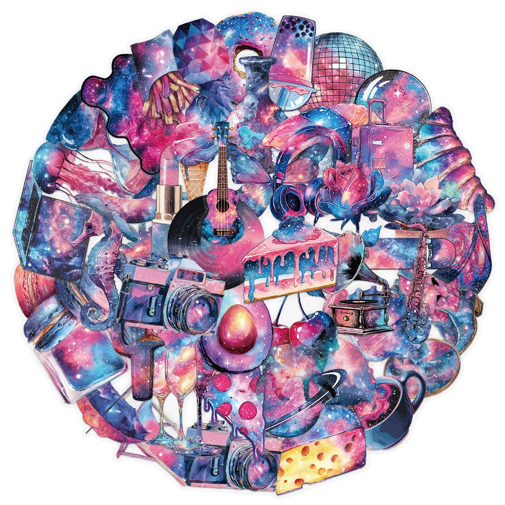 

10/30/50pcs Transparent Starry Sky Series Cartoon Stickers Aesthetic Decals for Notebook Scrapbook Laptop Cool Graffiti Sticker