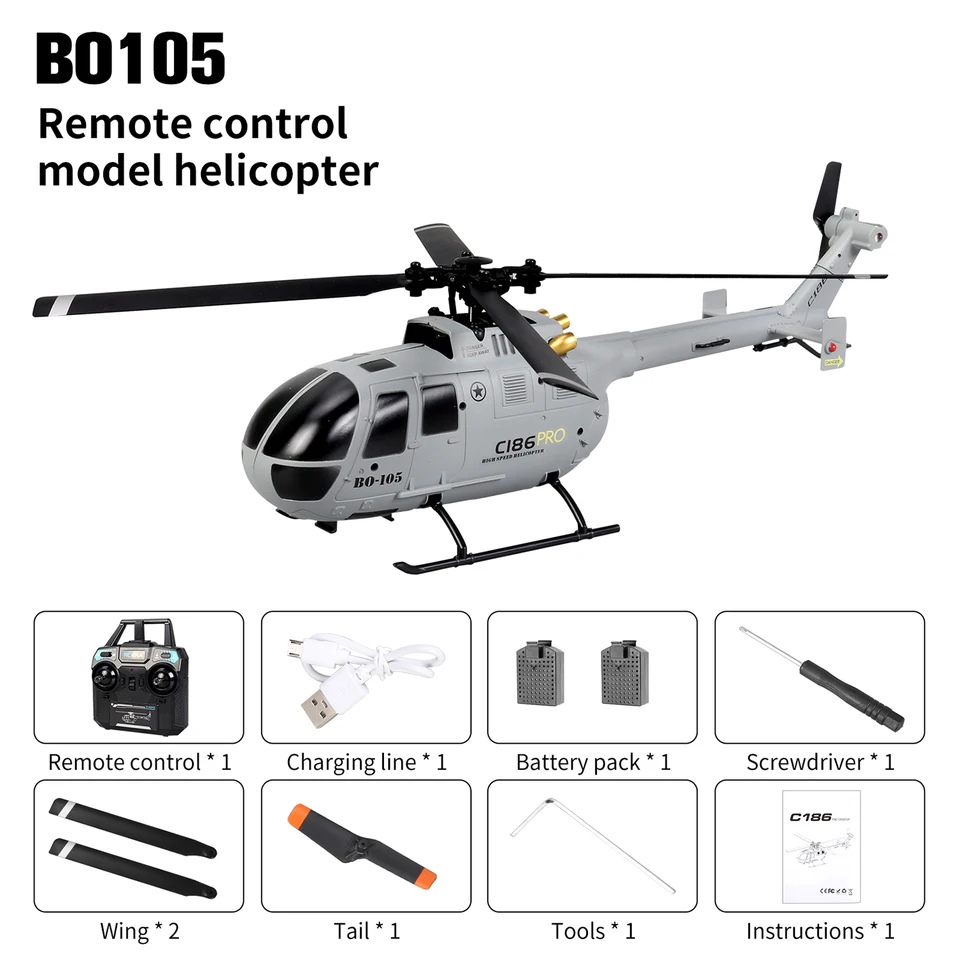 C186S C186 リモートコントロールヘリコプター エルロンレス BO-105 RC