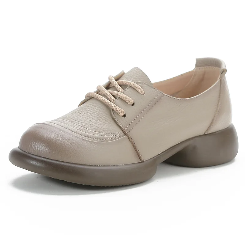 Scarpe Casual scarpe basse da donna scarpe vulcanizzate scarpe basse stringate in vera pelle scarpe classiche con punta tonda per donna