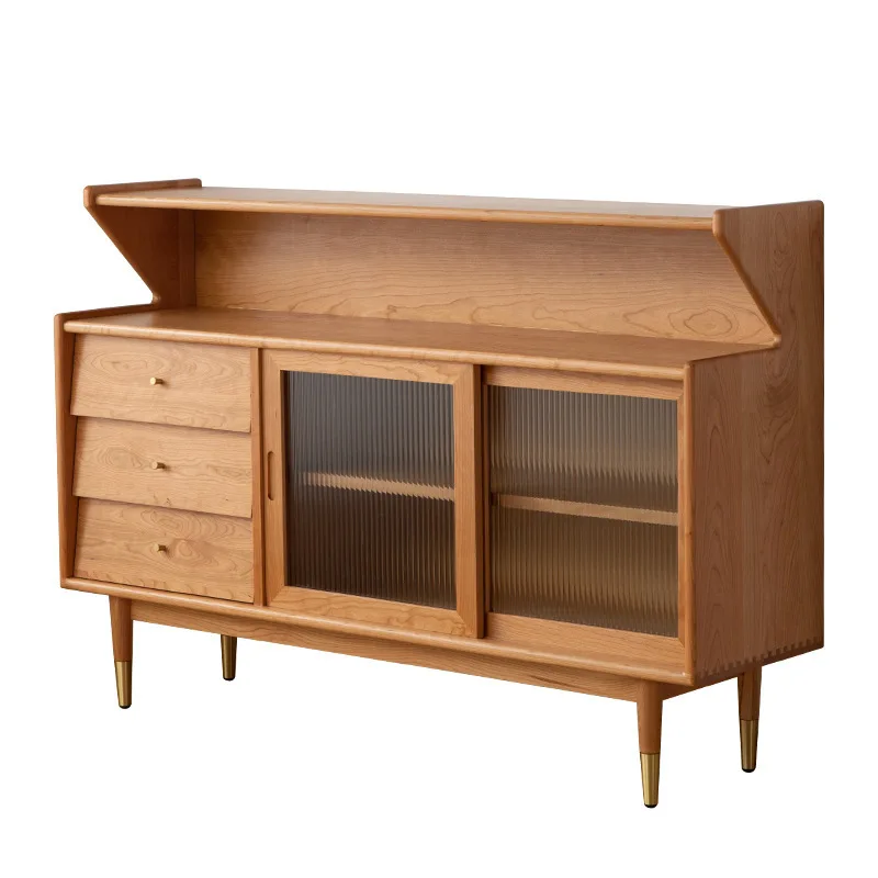 

Nordic solid wood dining side cabinet, multi-functional storage for home restaurant, fashionable storage cupboard for small