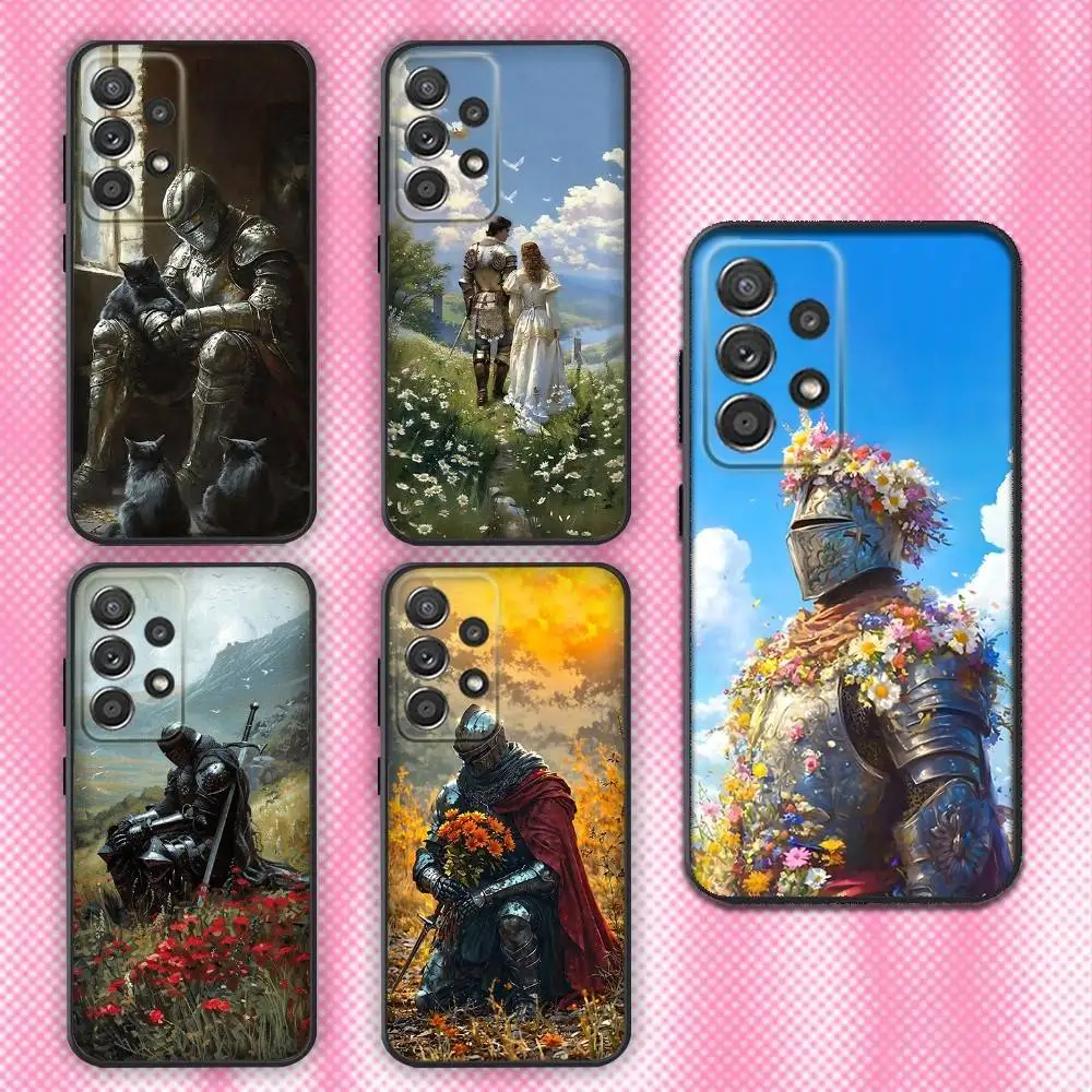 

Cartoon Oil Painting Knight Phone Case For Samsung Galaxy A13,A21s,A22,A31,A32,A52,A53,A71,A80,Soft Black Shell