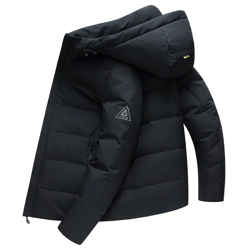 Fashion Short Down Jacket Young and Middle-Aged Men\'s Casual Hooded 90%White Duck Down 2020 Winter Trendy  Jacket Coat