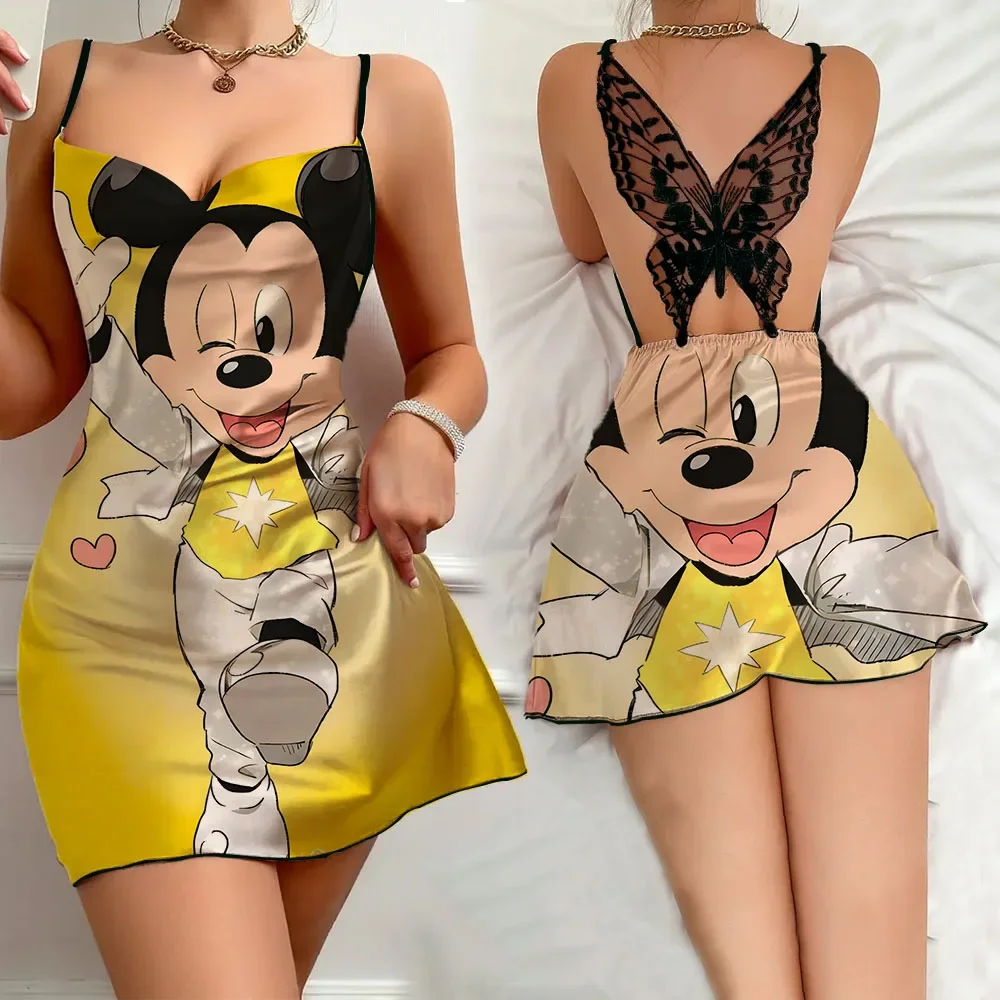 

2024 New Women's Pajama Summer Fashion Female Nightgown Sleevesless Women's Nightgown Disney Cartoon Pattern Female Pajama Dress