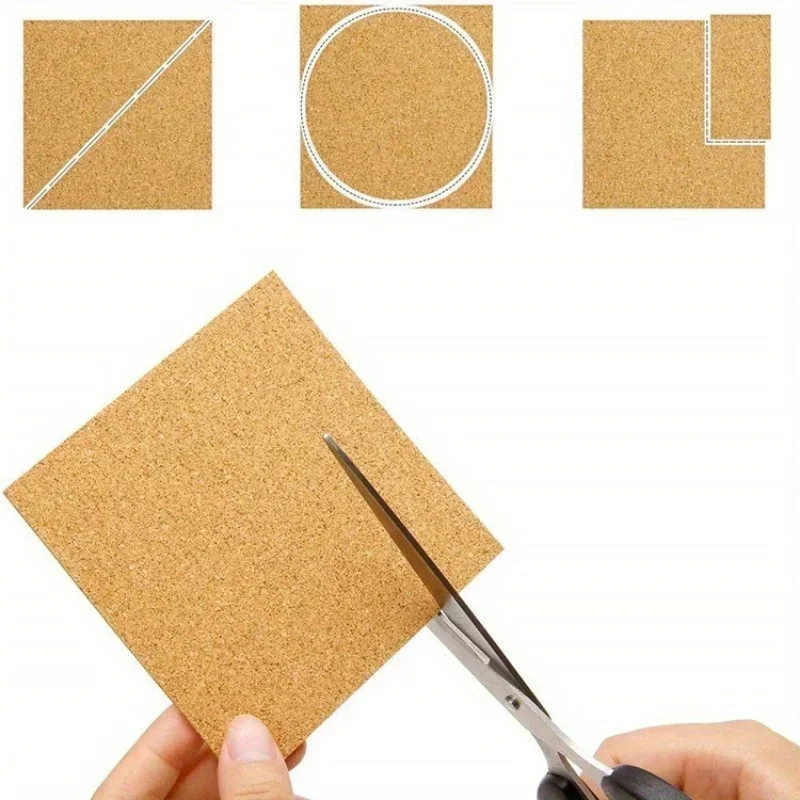 50Pcs/Set Square Back Adhesive Self-adhesive Cork Pad Anti Slip Pad Cork Washer 90mm * 1mm Glass Ceramic Cork Sticker