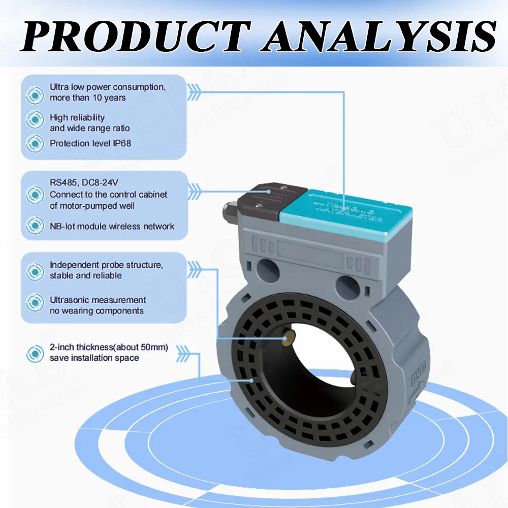 Ultrasonic Water Meter Flowmeter Water Liquid Pipeline Battery Waterproof Sensor RS485 MBUS Interface Transmitter