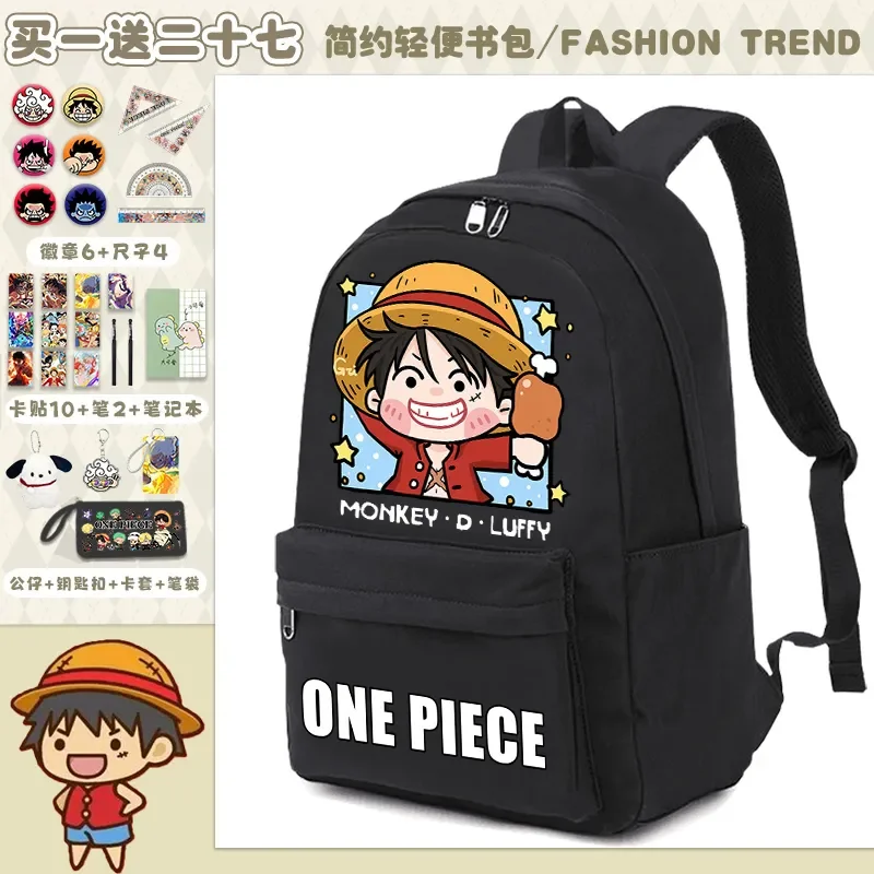 Anime One Piece Printed Backpack with Shoulder Bag Pengcil Case for Teenager Girl Boy Back To School Bookbag Schoolbag Gifts