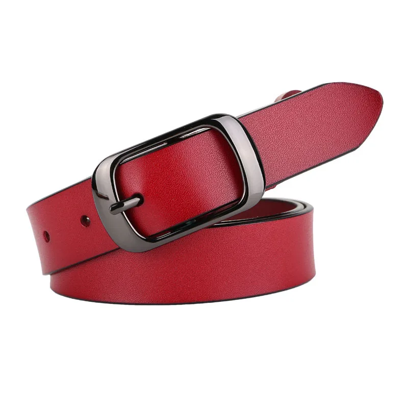 New Cow Leather Belt Woman Genuine Leather Belts For Women Brown Color Jeans Alloy Pin Buckle Strap Good Quality Cowhide Cinto