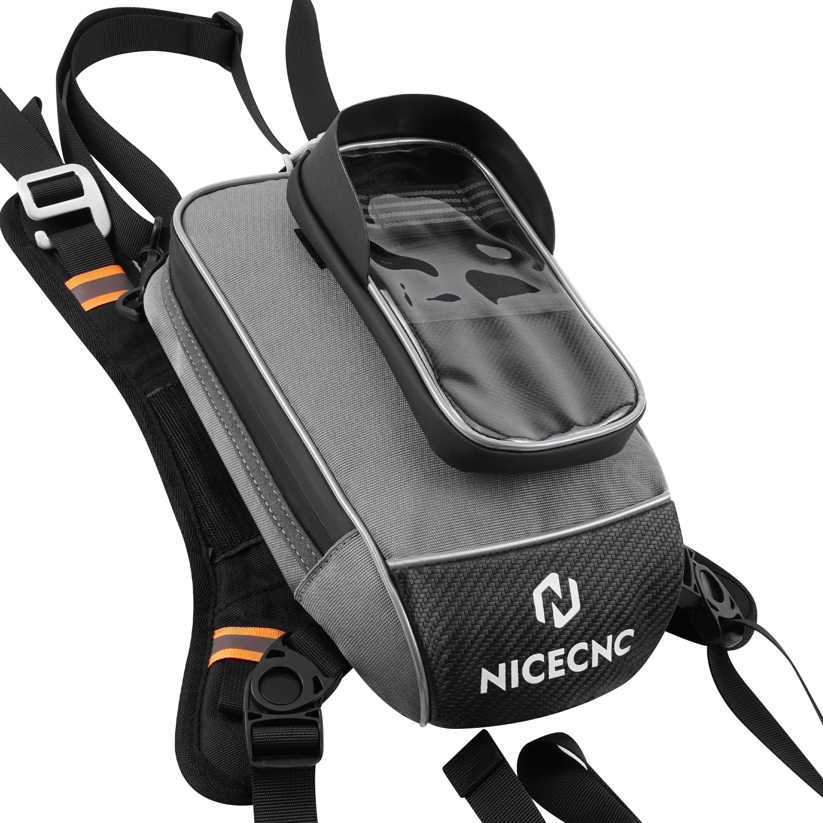 NICECNC Motorcycle Gas Tank Bag Detachable Universal Bag Anti-slip Base Reinforced Fastening Visor 6.7 Inch Touch Pouch Sport