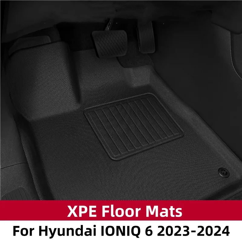 Compatible for Hyundai Ioniq 6 2023-2024 XPE Floor Mats,All-weather Anti Kick and Anti Scratch Floor Mats Trunk Mats Accessories