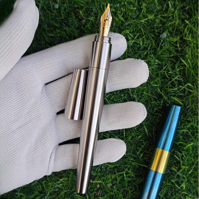 

Перьевая ручка из титанового сплава No 6 с наконечником Bock/Jinhao с чернильным поглотителем большой емкости Ручка для делового письма PK Majohn Ti200 Pen