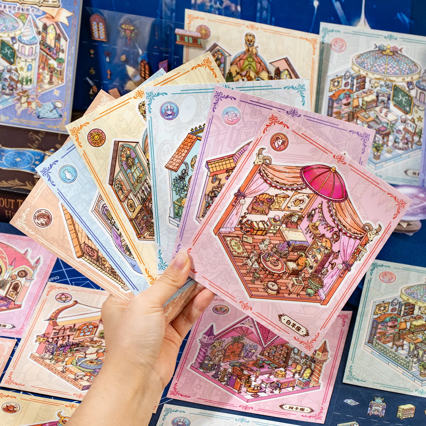 TIANZI Plus Size Kawaii 3D Cartoon Twelve Zodiac Signs Theme Miniature Scene Stickers DIY Handmade Scrapbook Stickers