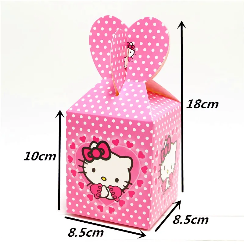 Hello Kitty Popcorn Box Birthday Party Decor Pink Cat Gift Box Cookies Chocolate Candy Box Baby Shower Kids Gifts Party Supplies