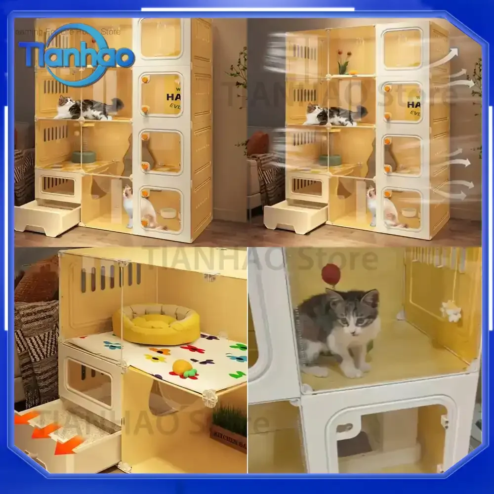 Extra Large Transparent Indoor Cat Cage for Multifunctional Outdoor Use Free Space Home Cat Villa with Integrated Toilet