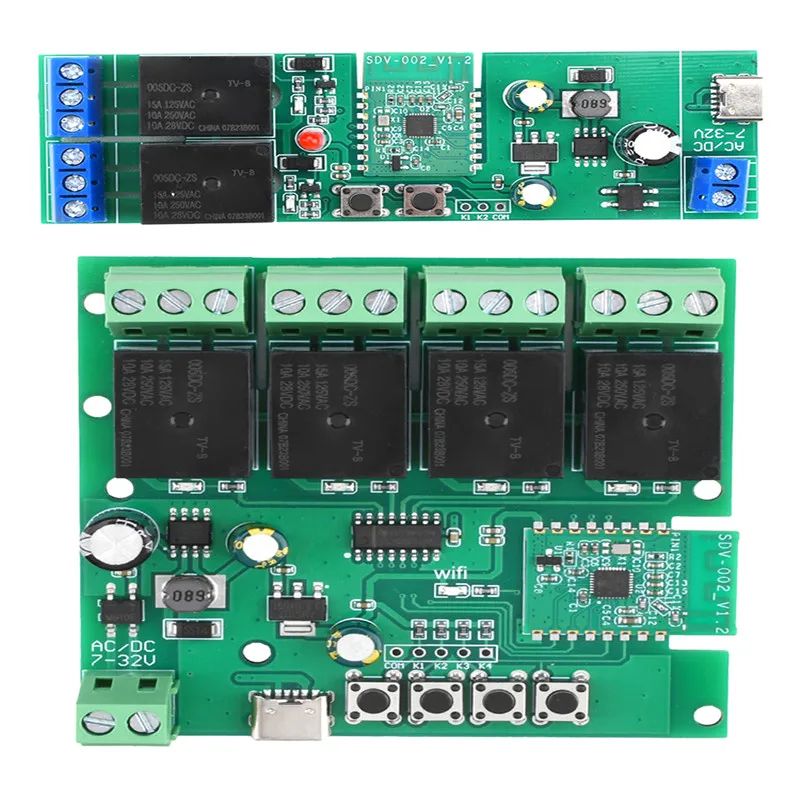 AC/DC 7V-32V Smart Switch eWeLink APP Control 2/4 Way Bluetooth WIFI Relay Switch Module Type-C Interface 2.4GHz WiFi