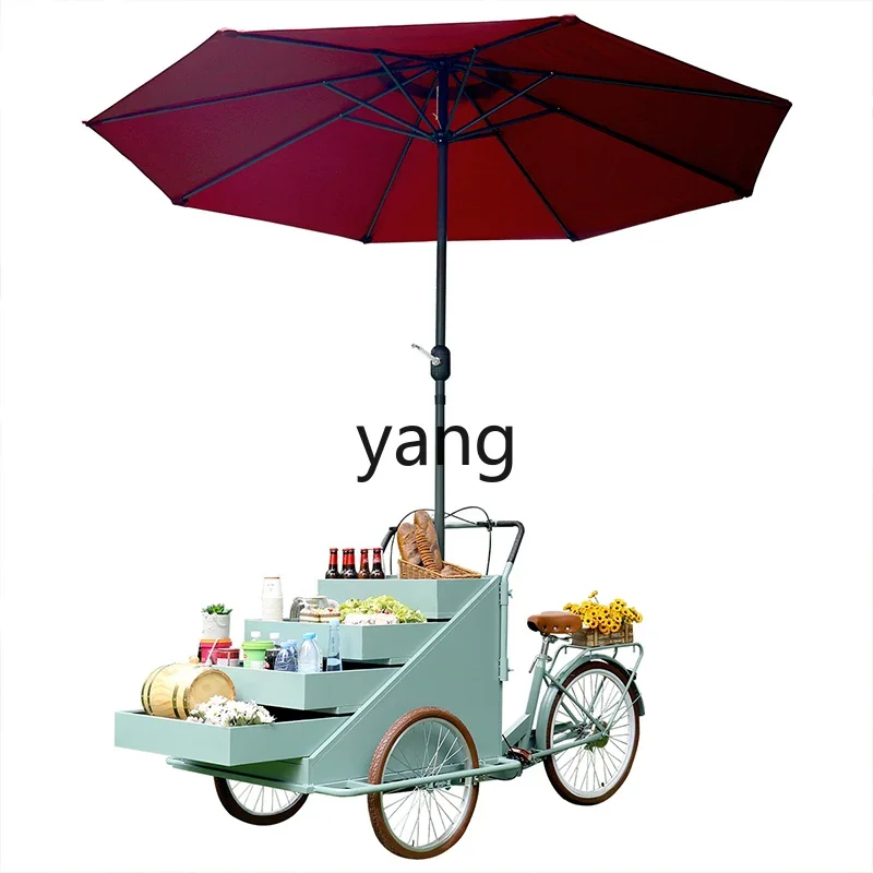 

YJQ shopping mall activities exhibition advertising three-wheeled mobile bicycle milk tea cold drink fruit selling coffee cart