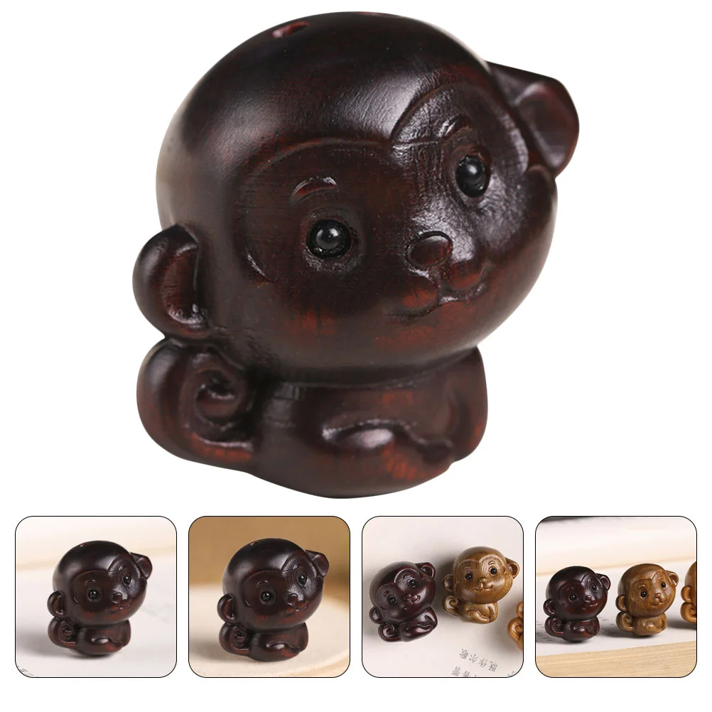 

Monkey Toy Wooden Statue Craft Pendant Charms Sculpture DIY Keyring Hanging Decor Decorative Pendants