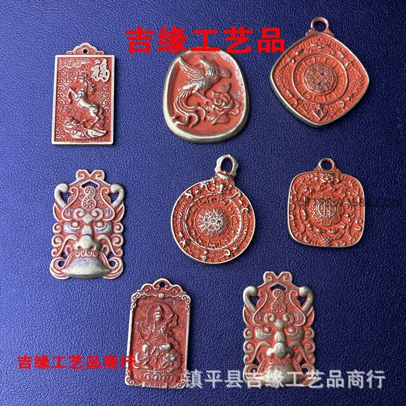 Wholesale Price Yellow Cinnabar Brand Beast Head Token Chinese Zodiac Pendant Carry Small Pendant Zodiac Jiugong Bagu