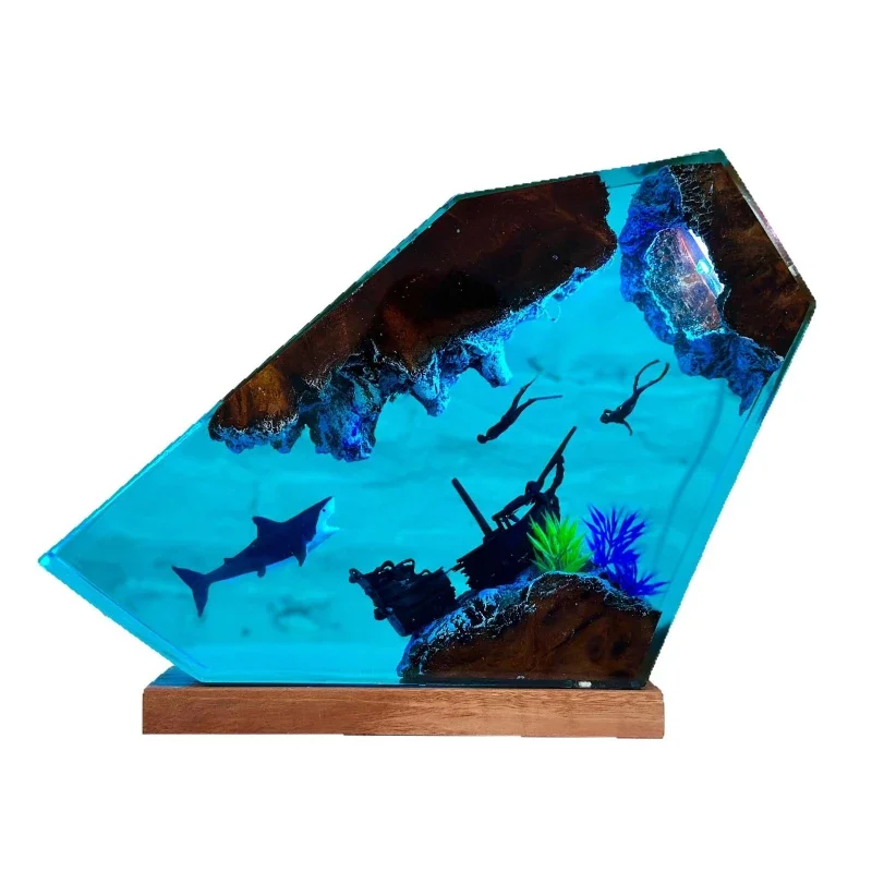 

Great White shark couple diver night light, free diving theme summer creative gift for boyfriend