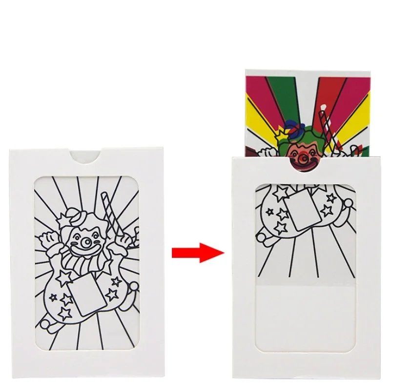 

Mini Size Changing Clown Color Card Magic Tricks for Children Close Up Stage Magic Props Easy To Do Classic Toys Kids YH2146
