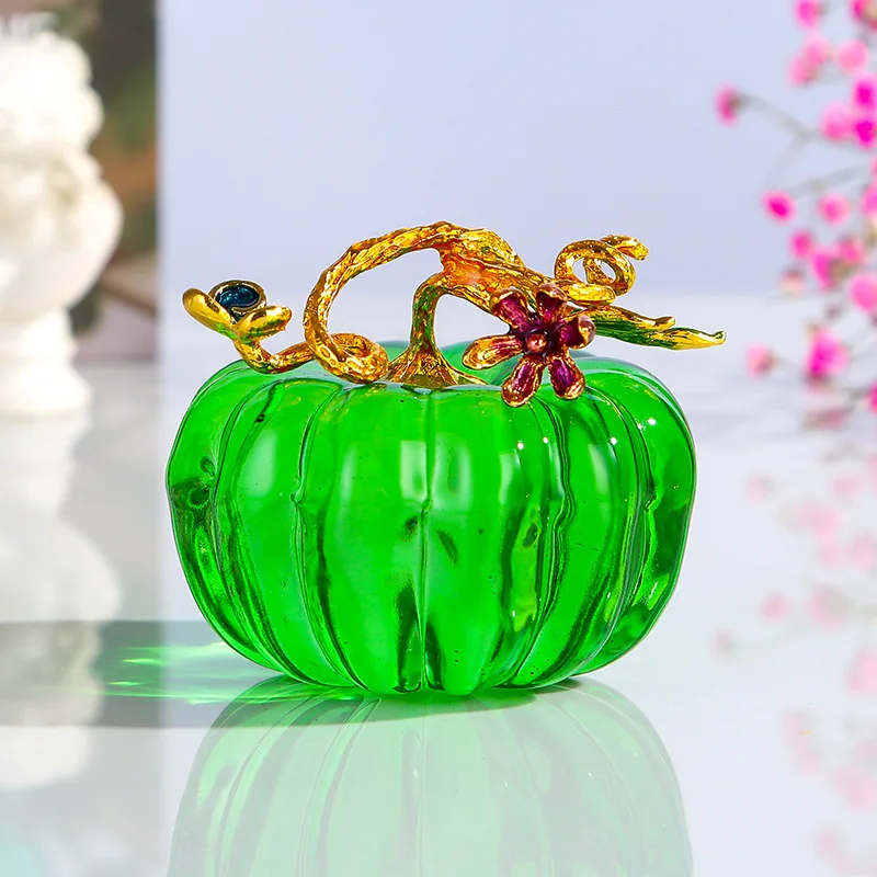 Ins Glass Crystal Pumpkin, Pequenos ofícios para desktop, Decoração para casa criativa, Adereços para fotos, Decoração do contador