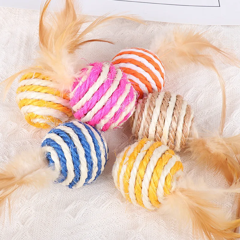 Pelota de rascado de Sisal para gatos, juguete interactivo de entrenamiento para mascotas, juguetes de peluche interactivos suaves para gatos de interior