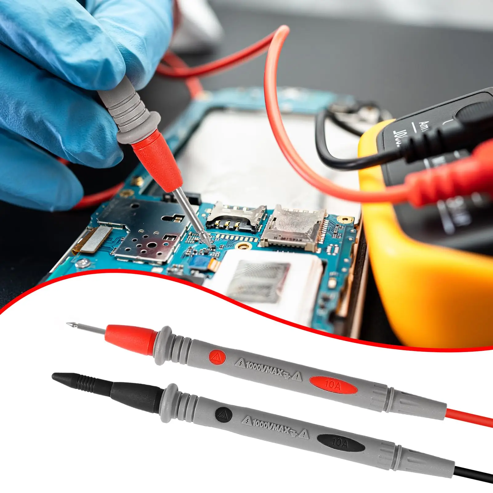 2 conjunto 10/20a kit de chumbo teste multímetro sondas cabo universal voltímetro leva testador fio caneta cabo para multímetros digitais