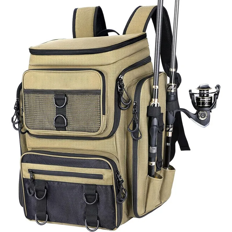 42L Large Capacity Multifunctional Fishing Tackle Backpack Portable Fishing Rod Storage Organizer Bag
