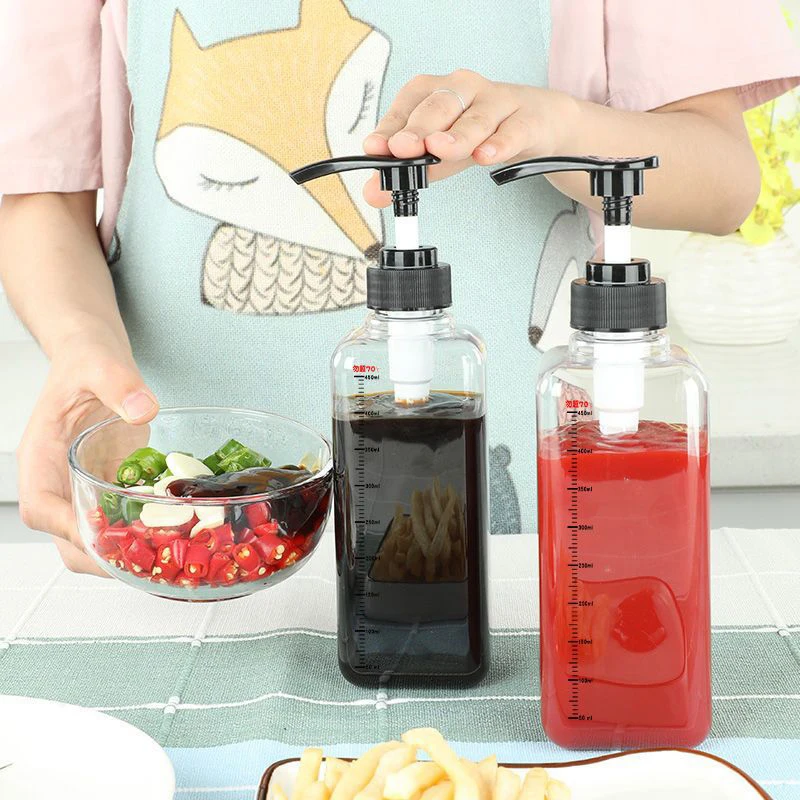 1000ml hand gepresste Zucker press flasche Flüssigkeits spender Skala Sirup Biene Tropf flasche Pumpe Düsen kopf Küchen zubehör