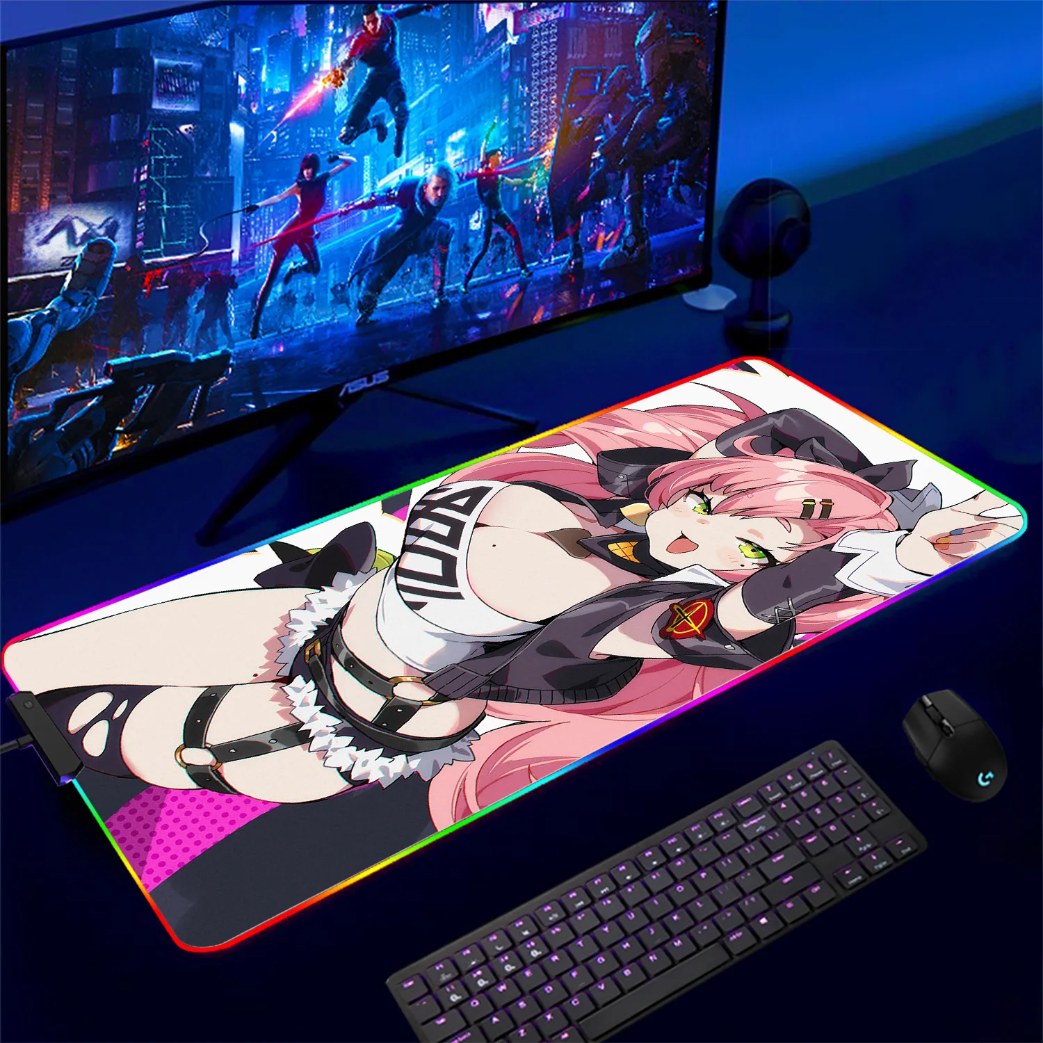 

RGB Mousepad Rubber Cartoon Anime Gaming Mouse Pad Zenless Zone Zero Keyboard Mouse Mats Desk Mat Accessories for PC Mouse